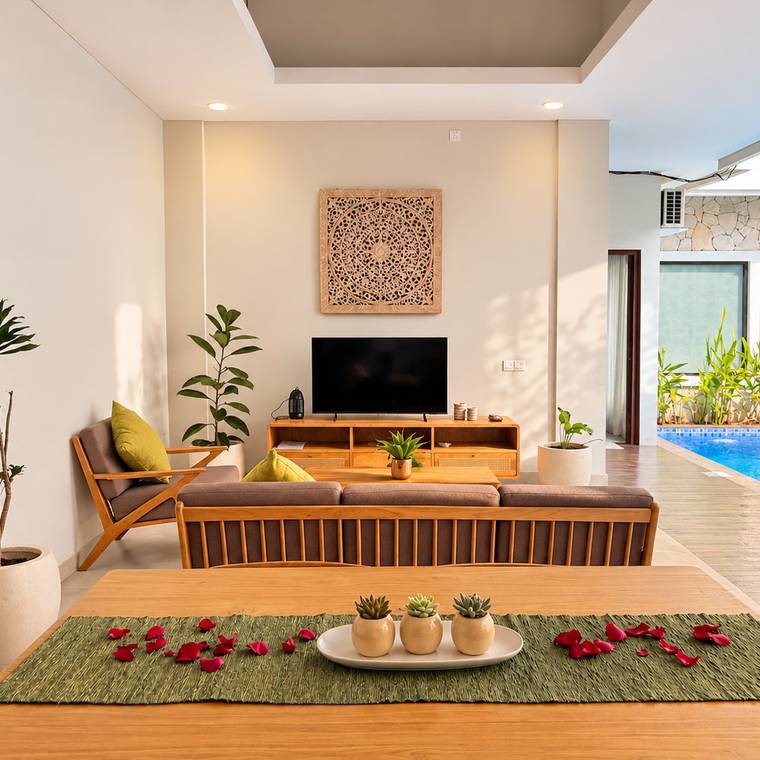 Living room looking out to the pool